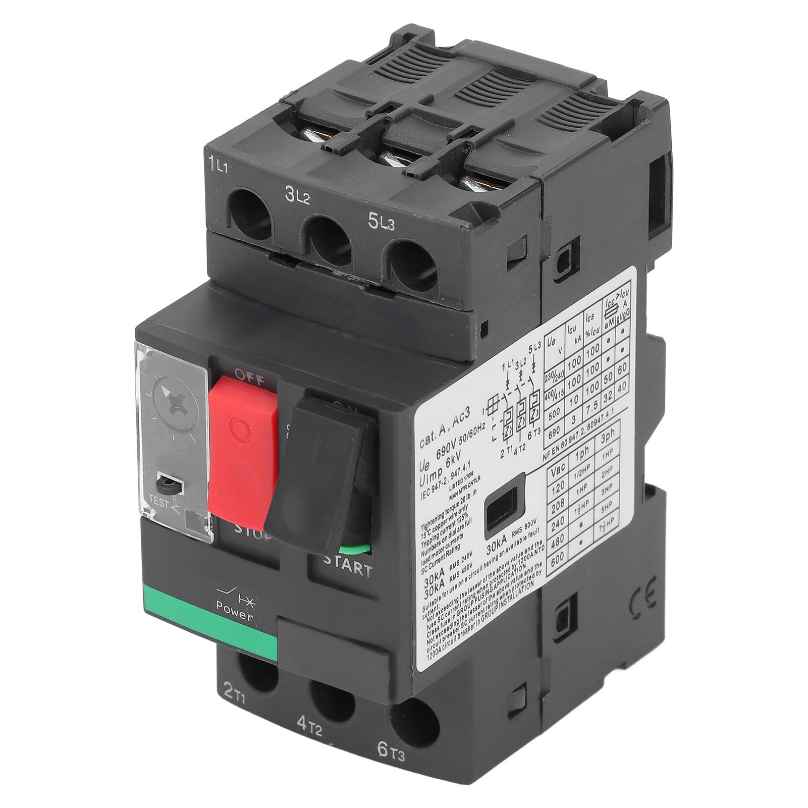 Motor Circuit Breaker, AC690V 2.5-4A Motor Protector Switch Button Control for Electrical Application. 