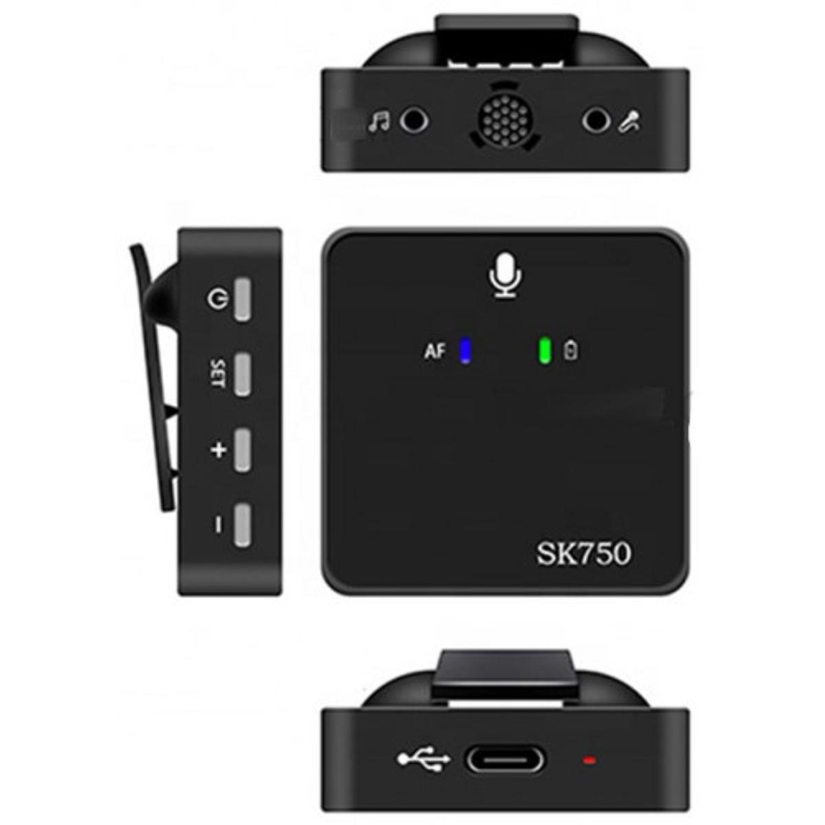SK750 Dual or 2 Wireless Lavalier Microphone for Phone DSLR Camera Smartphone 2.4GHz Wireless Mic Recording for Vlog. 