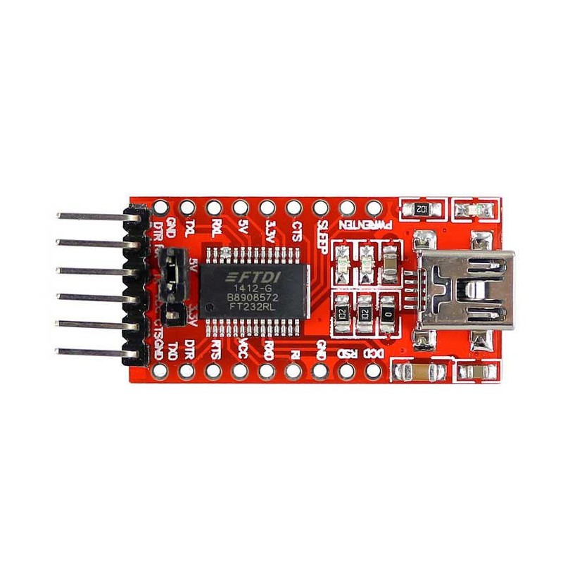 RED PCB FTDI TTL Module FT232RL Serial Converter FTDI USB To TTL Converter Adapters 5V 3.3V USB To Serial Converter FT232 FTDI Module 6 Pin Leads Header. 