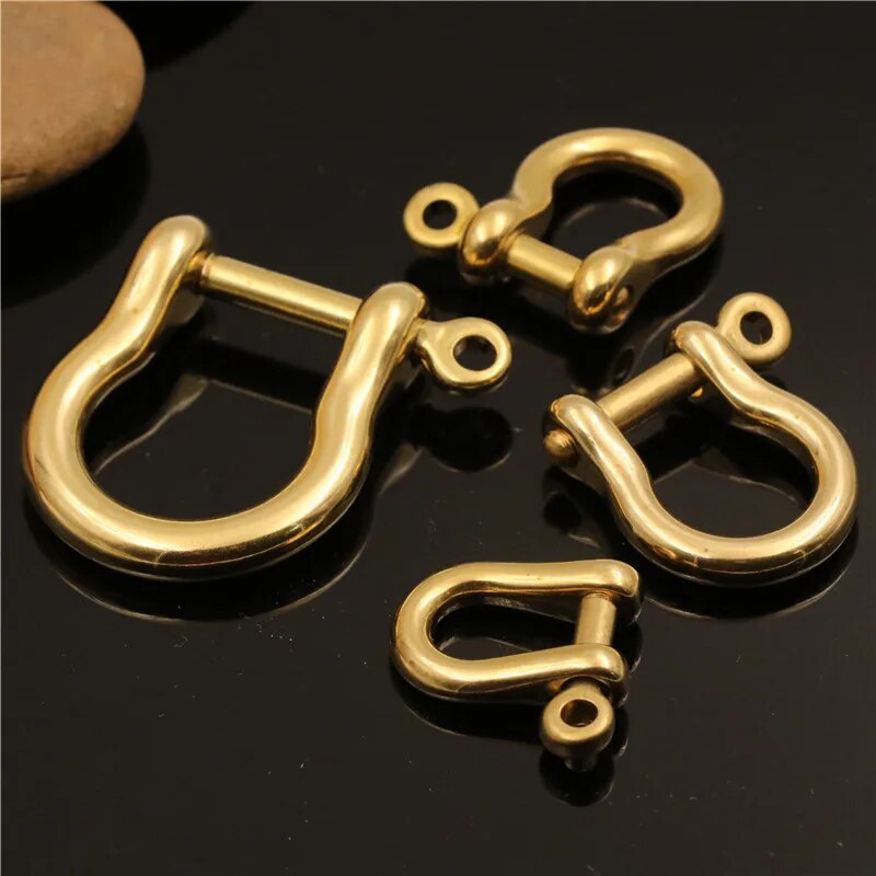 Solid Brass Carabiner D Bow Shackle Fob Key Ring Keychain Hook Screw Joint Connector Buckle. 
