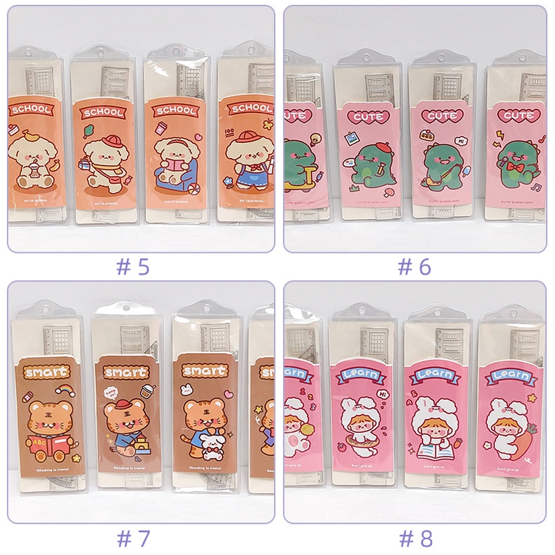 4 Pcs Simple Cartoon Transparent Ruler Set Student Portable Drawing Measuring Rulers. 