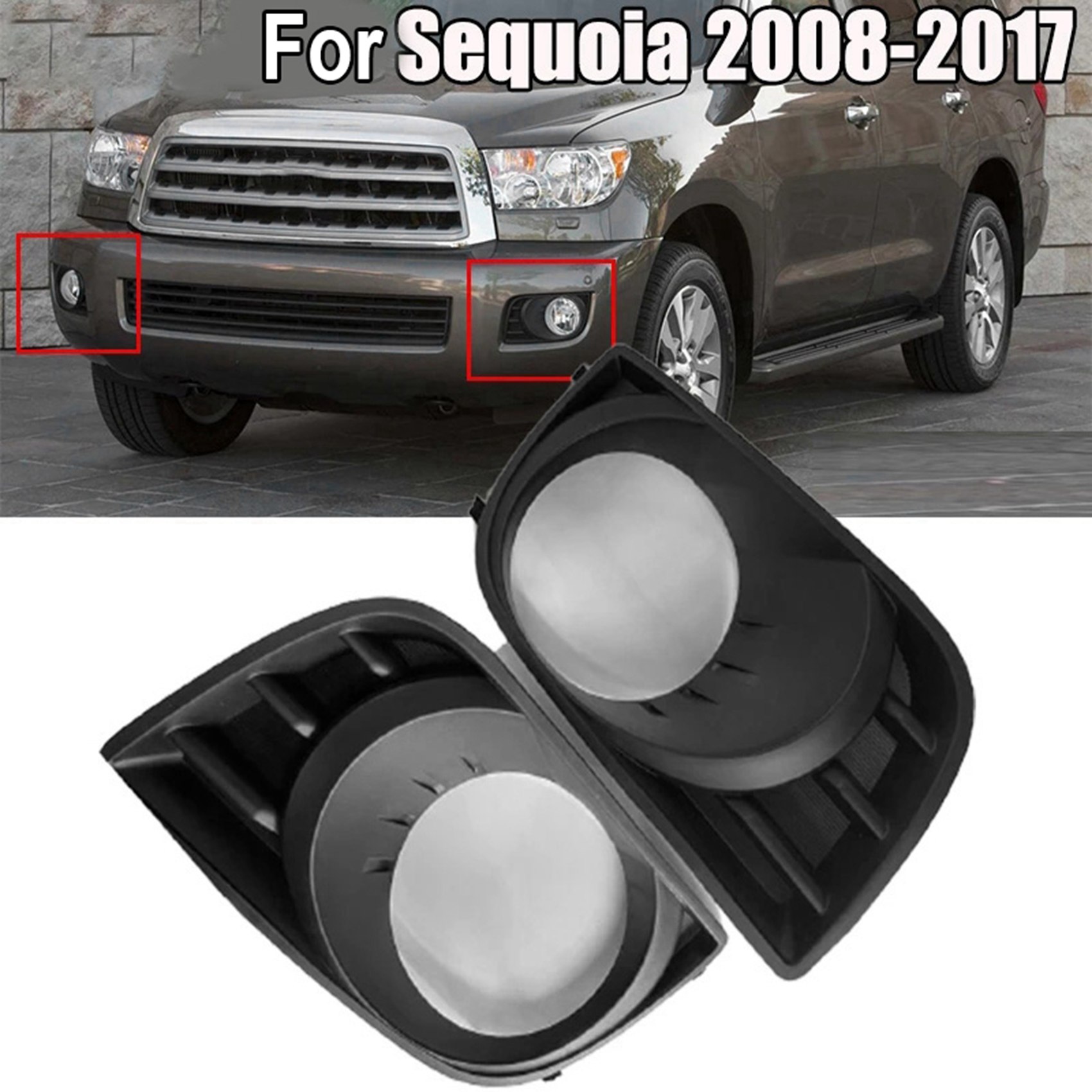 LKPCIGCXM 1Pair for Toyota Sequoia Fog Light Cover 2008-2017 Part Number:814820C021 814810C021. 