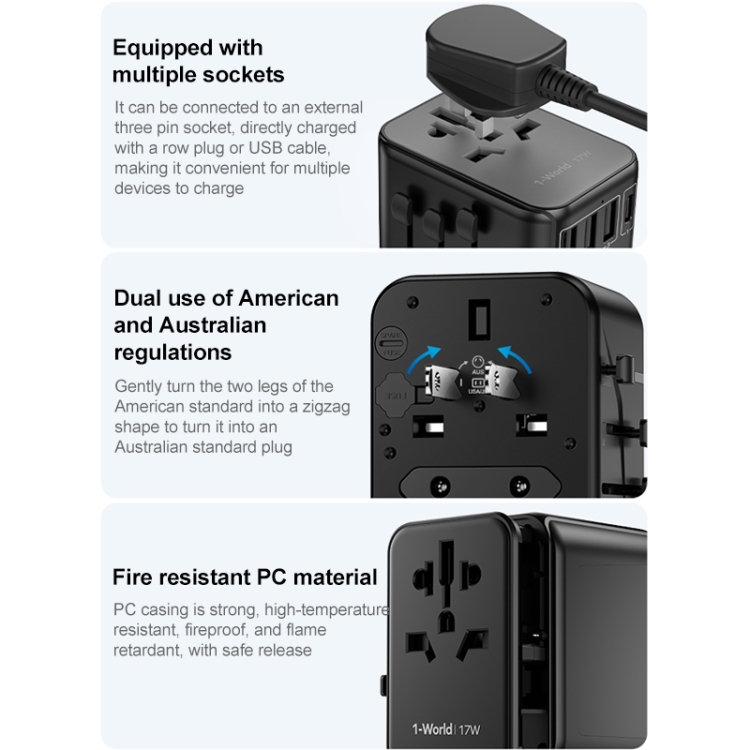 MOMAX UA12 1-World 17W Global Travel Fast Charger Power Adapter - 12