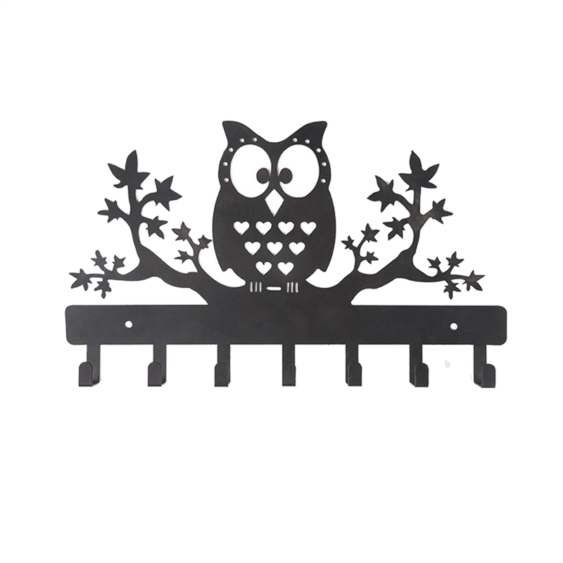 7 Hooks Key Holder Metal Key Holder Owl Wall Mounted Key Holder Owl Key Hanger Leash Hanger Key Organizer Metal Key Hook
