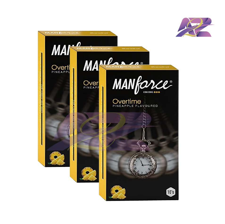 Manforce Overtime Dotted Condom Pineapple Flavor |10pcs pack 3's Combo | Made in India