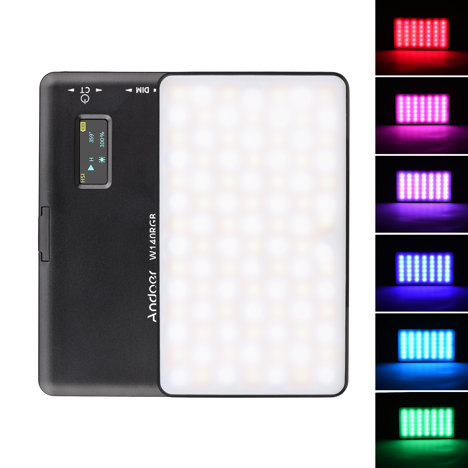 Andoer W140 RGB LED Video işığı şarj edilebilir fotoğraf dolgu işığı CRI95 + 2500K-9000K kısılabilir Vlog için LCD ekran ile. 