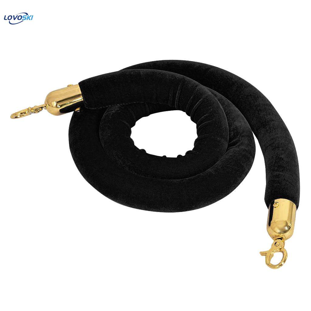Velvet Stanchion Ropes, Stanchion Queue Line Barrier Rope Velvet Rope, Crowd Control Rope Barrier with Mirror Polished Hooks - Black, 59.0 inch. 