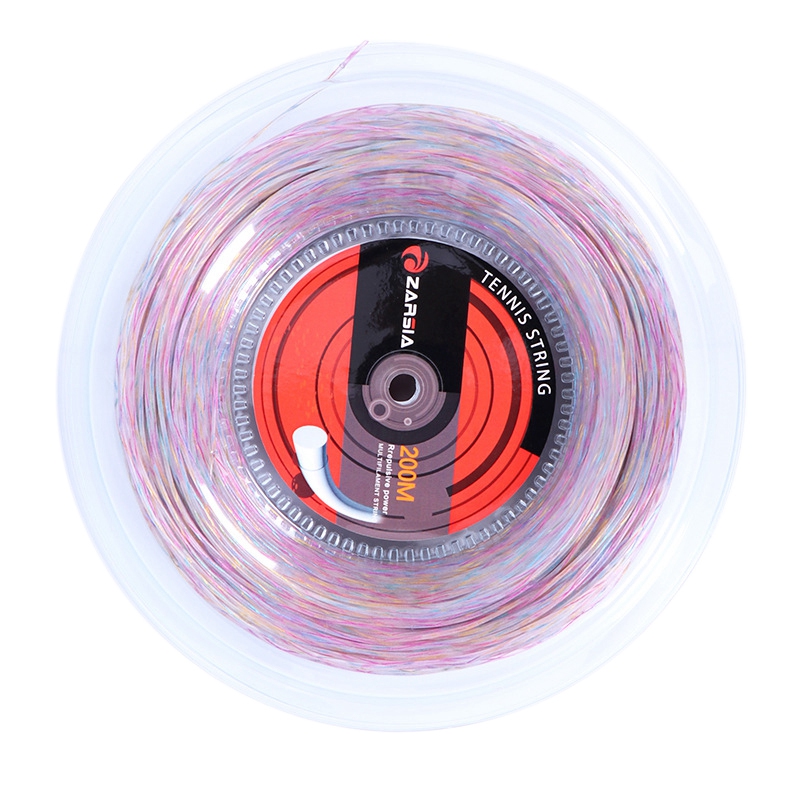 ZARSIA 1 Reel 1.35mm Synthetic Flash Nylon Rainbow Tennis String Soft Feeling Tennis Racket Strings(200M )