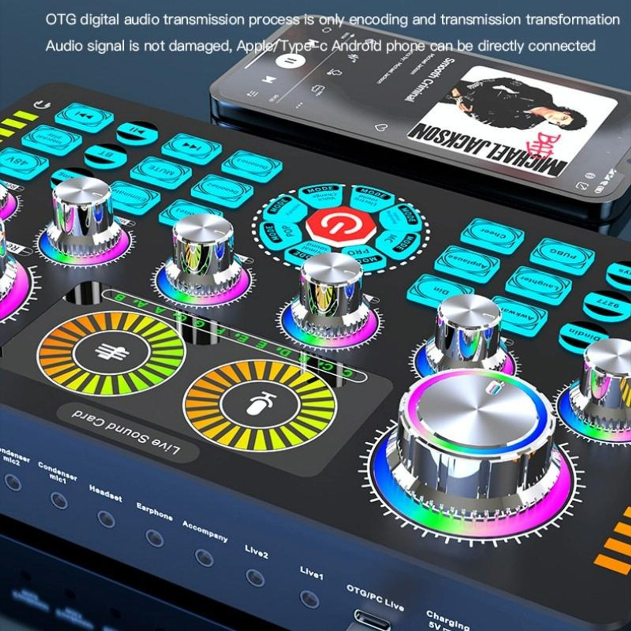 Q7 Latest Professional Portable Bluetooth Sound Card For Karaoke Podcast Home Studio Record Broadcast Microphone Mixer. 