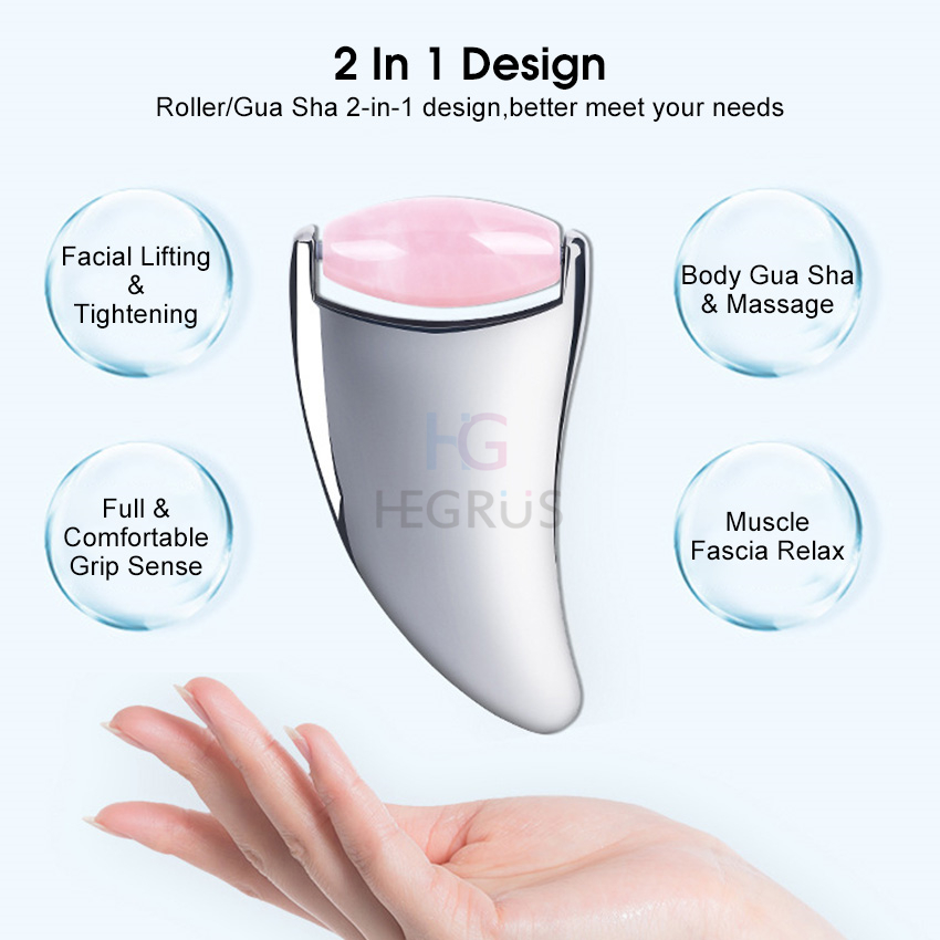 HEGRUS 2-in-1 Gua Sha Board Jade Roller Zinc Alloy Gua Sha Design Face Roller Gua Sha Set Facial Scraping Board Traditional Facial Face Massager Tools Anti Wrinkles For Chin Forehead Cheek Hands Feet Limbs. 