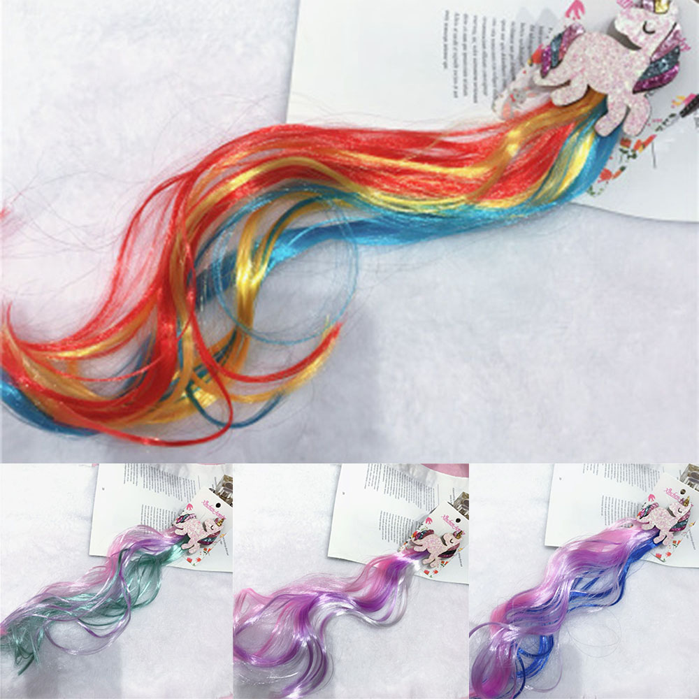 Colorful Unicorn Wigs Stylish Kids' Hair Hairpins Lovely Gradient Princess Hair Ornament for Dress-Up Parties Costume Events Dance Performances Daily Wear Girls' Fashion. 