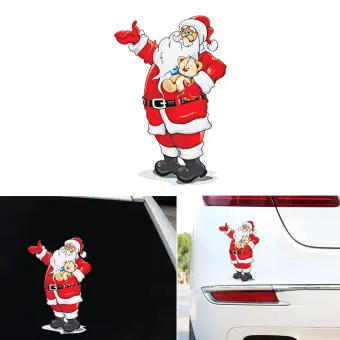 Cute Car Stickers Santa Window Glass Decal Removable Christmas