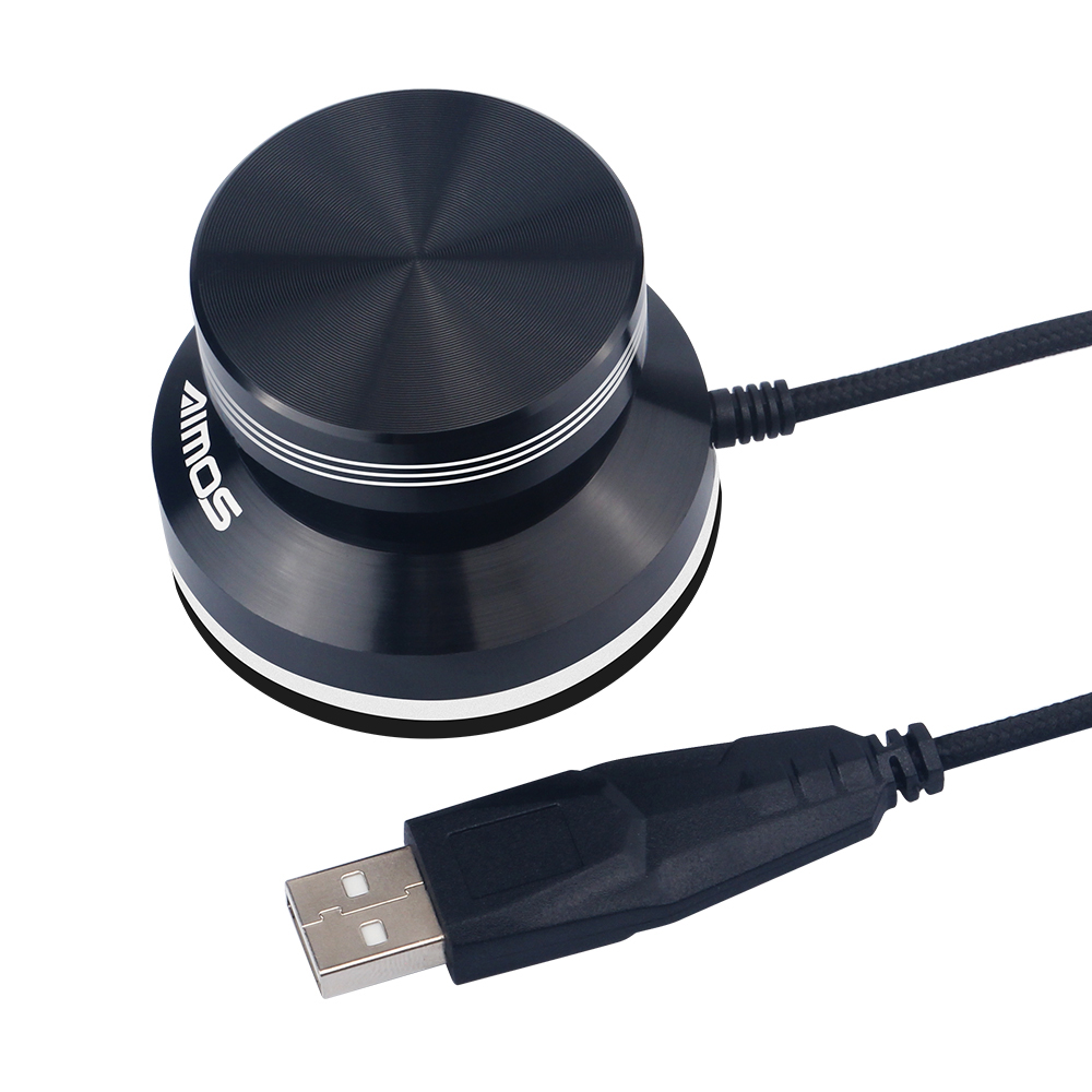AIMOS USB Audio Volume Controller Knob, Volume Adjuster Rotary Computer Speaker Volume Control Switch For Win7/8/10/XP/Mac/Vista Android (Black). 