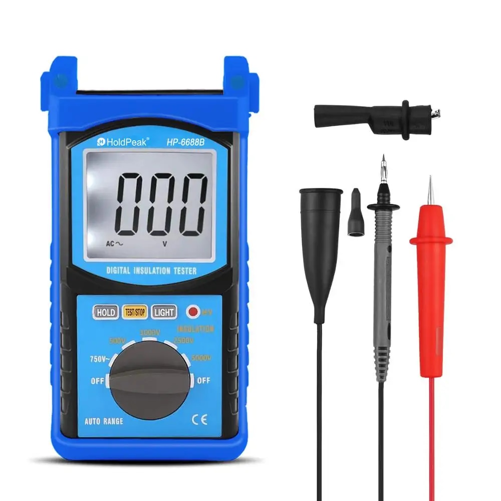 Hold-Peak HP-6688B 200MΩ Insulation Resistance Tester Megometer Digital Handheld Meter 5000V Auto Range Insulated Anti-Magnetic