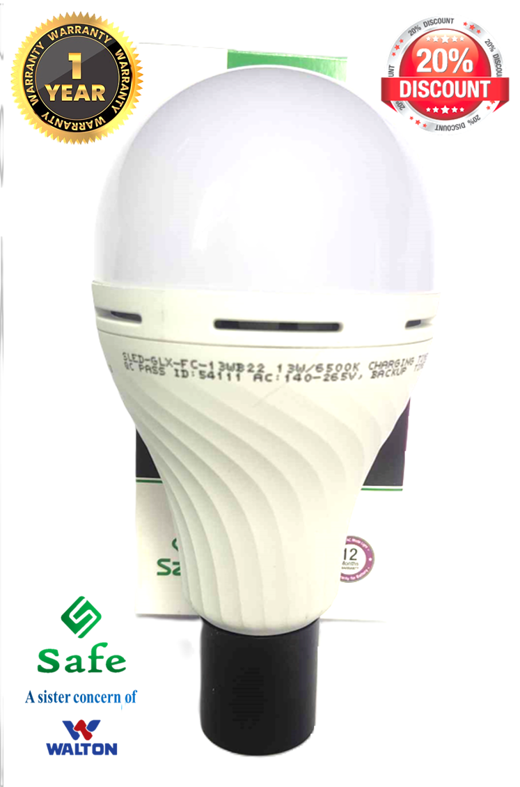 AC DC 13 Watt Rechargeable Emergency Energy Saving LED Light Bulb (Pin ...