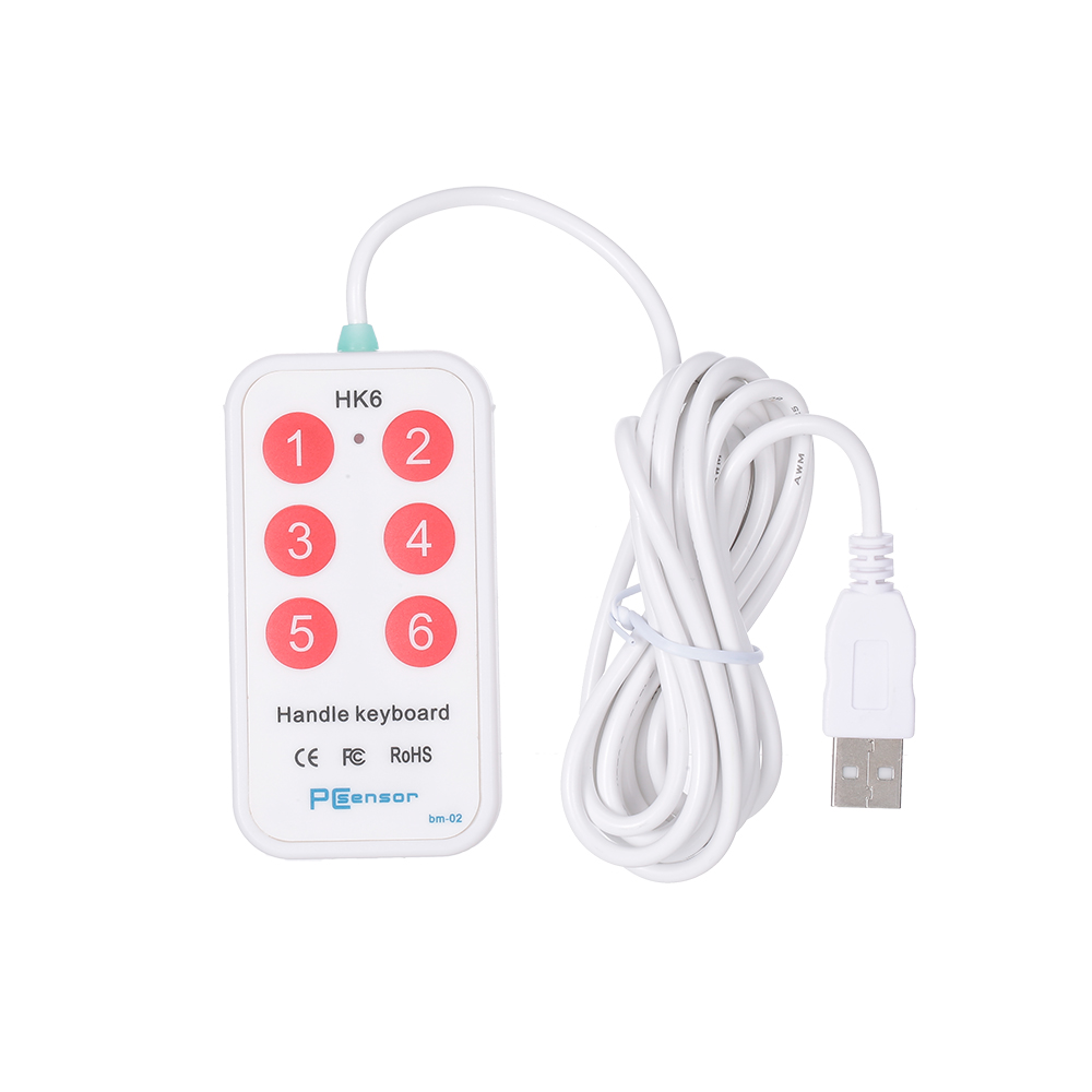 HK_6 USB Handle Keyboard 6 Buttons Handle Keyboard with 6 Shortcuts Support Custom Button Settings for Multimedia Teaching. 