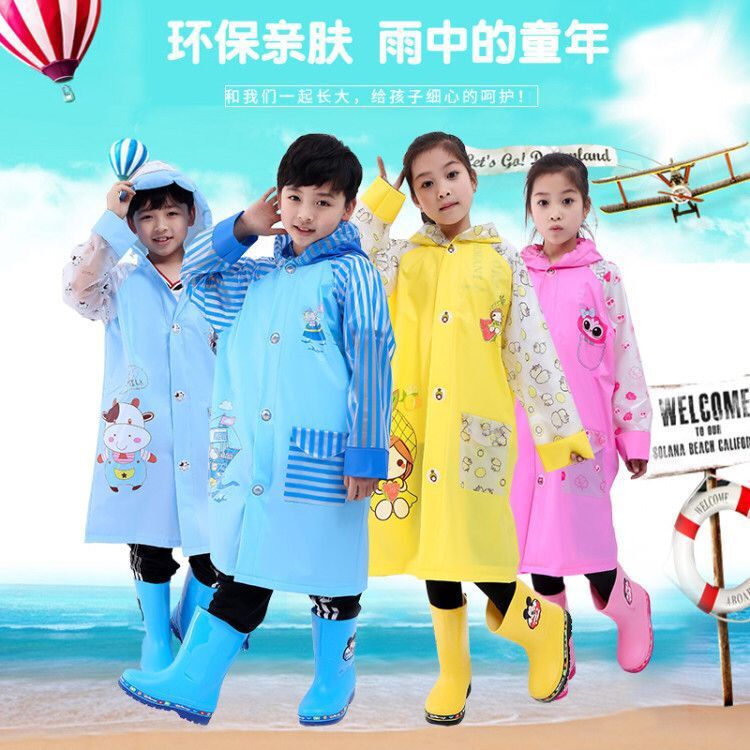 Factory Direct Batch 2020 New Children's School Bag Raincoat with Rucksack PVC Thickened Cartoon Print Poncho