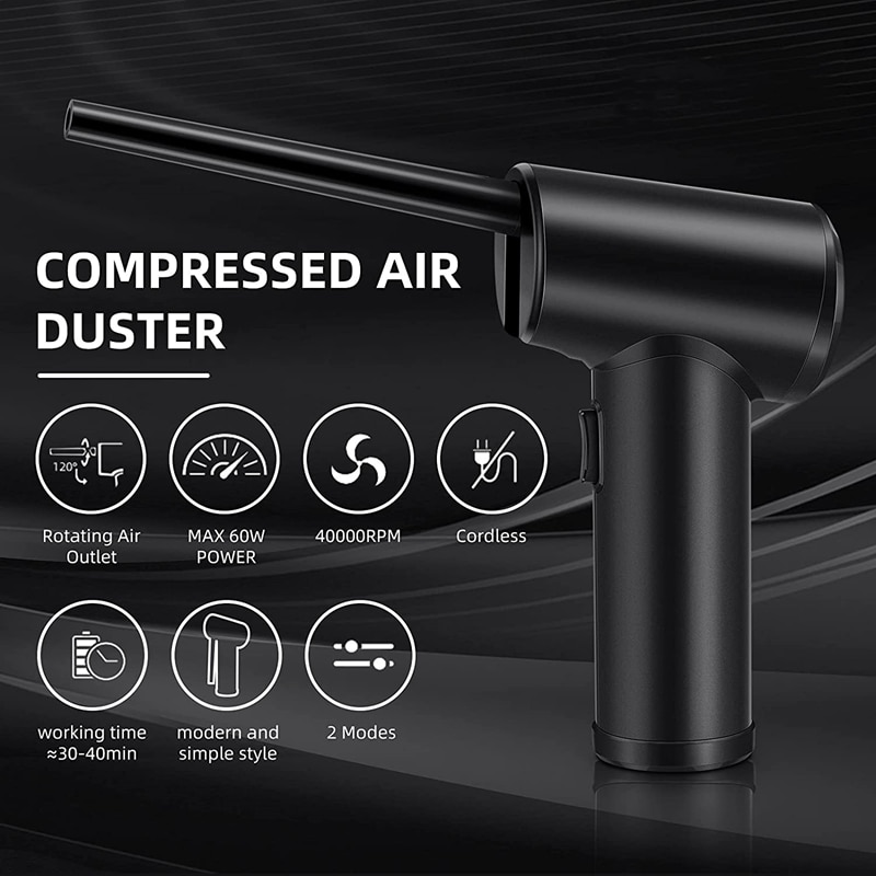 Compressed Air Can for Computers ,Electric Air Blower Computer Cleaning,Cordless Air Dust Cleaner for PC Keyboard Crumbs-Mixed Color. 
