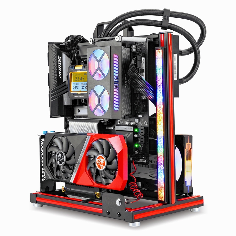 METALFISH BlockCase Aluminum Open Frame Case Support ATX/M-ATX Mainboard GPU Mount Horizontally 240 Liquid Cooler Gaming Cabinet. 