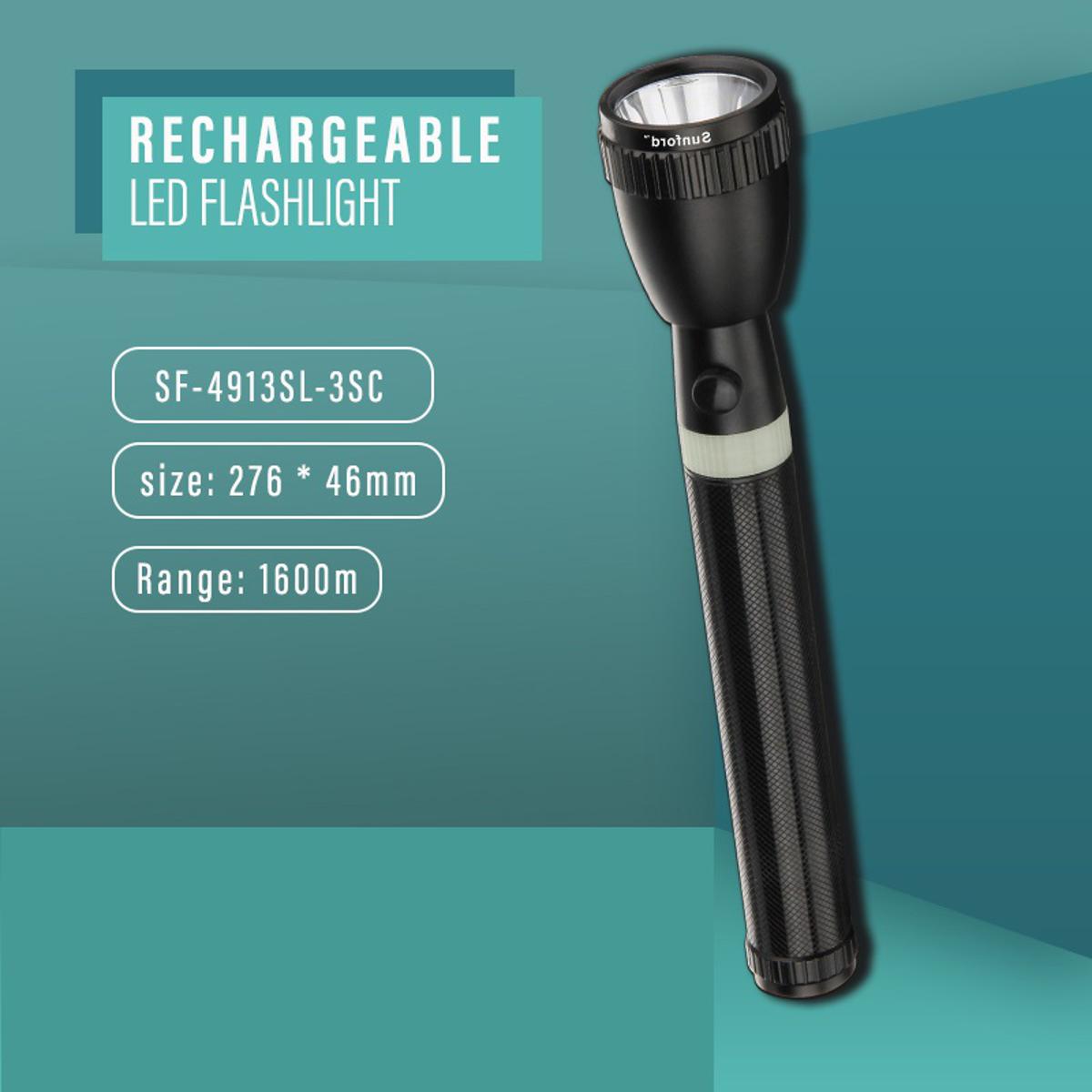 Sunford Rechargeable LED Flashlight Model SF-4913SL-3SC