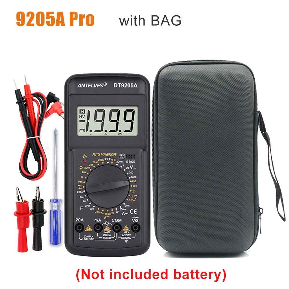 Professional Multimeter DT9205A Digital Tester Manual Range Voltage Meter TRMS Hz Ohm Transistor Tester Electrician Tool