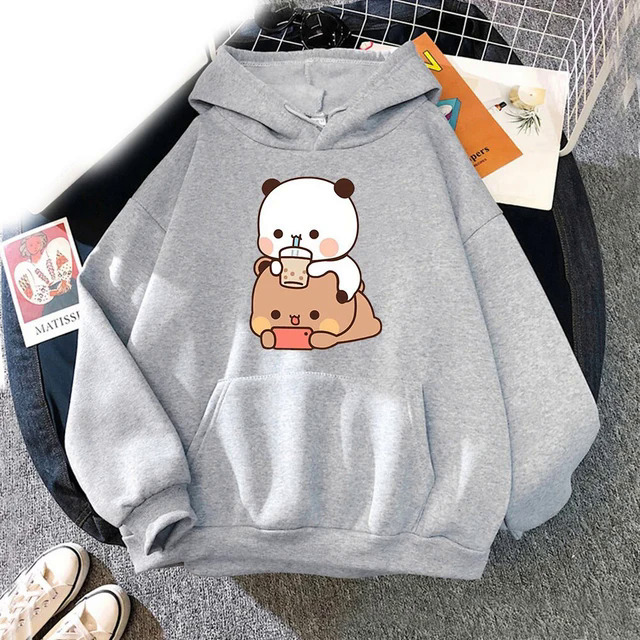 New kawaii Bubu and Dudu drink Bubble tea hoodies print men woman fashion hoodie oversized sweatshirts pullovers unisex clothing. 