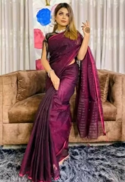 Fashionable Tangail Tat Half Silk Chumki Saree for Women, 12 Haat, No Blouse Piece