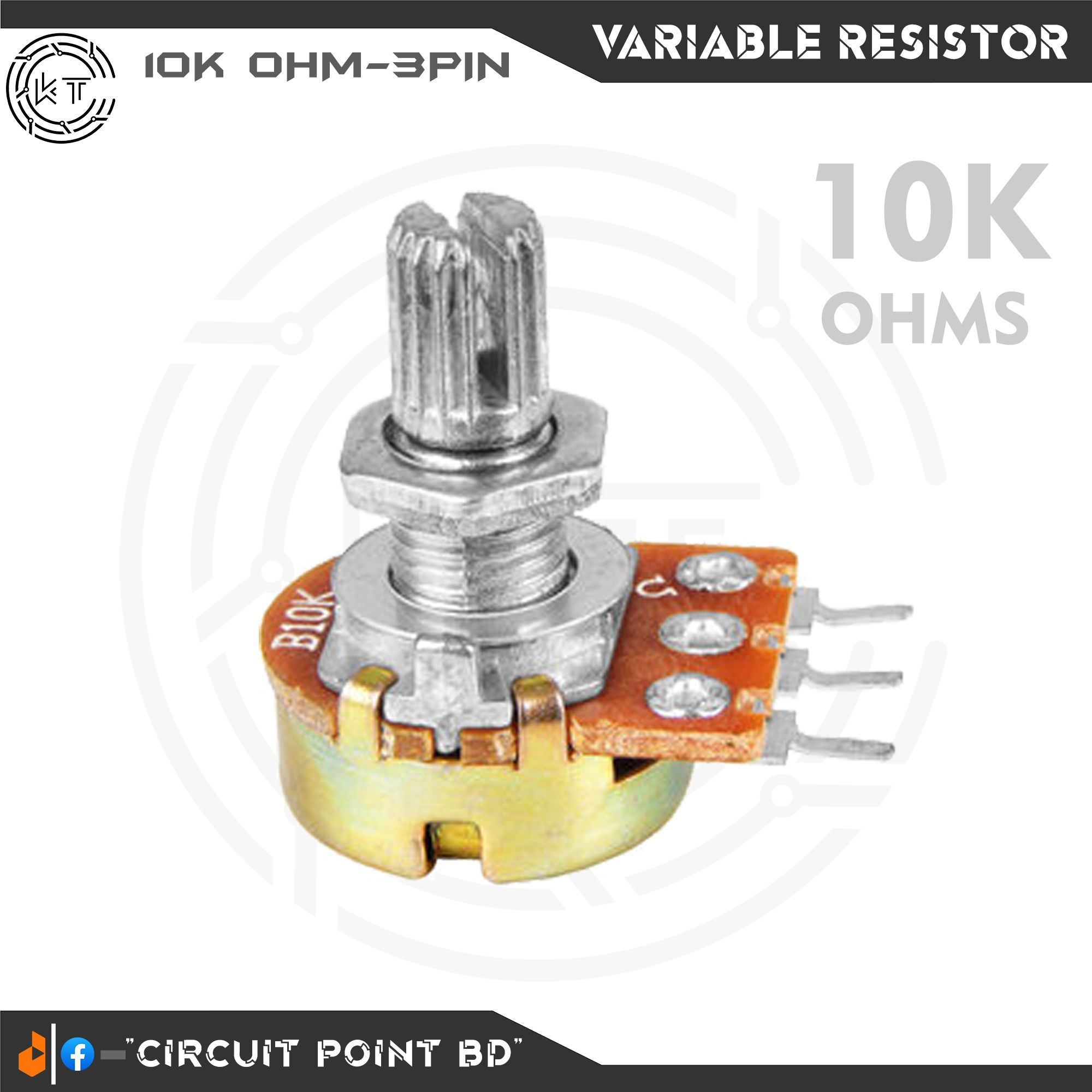 10K Ohm 2Pcs Pack Double Layer Variable Resistor / Potentiometer 6 Pin Dual Gang Linear Taper, Rotary, Adjustable Variable Resistor / Potentiometer For Electric & Electronics.. 