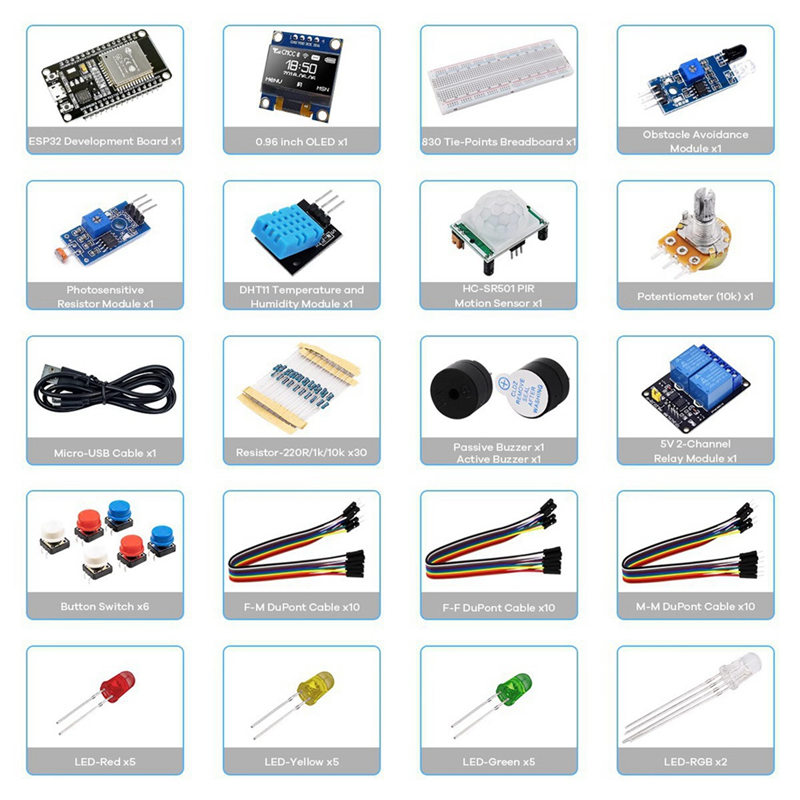Kit ESP32 ESP-32S WIFI I OT Development Board for Project Learning Kit Basic Kit with Tutorial DIY Kit. 