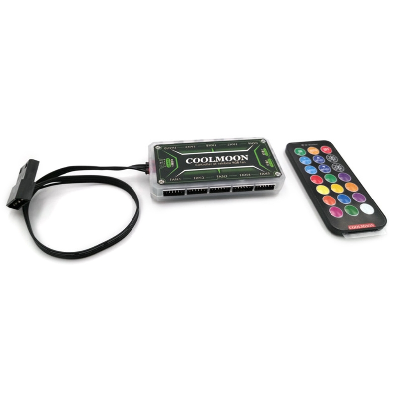 COOLMOON RGB Remote Controller DC12V 5A Chassis Fan Intelligent Controller Lighting Music Fan Controller Control with Cable. 