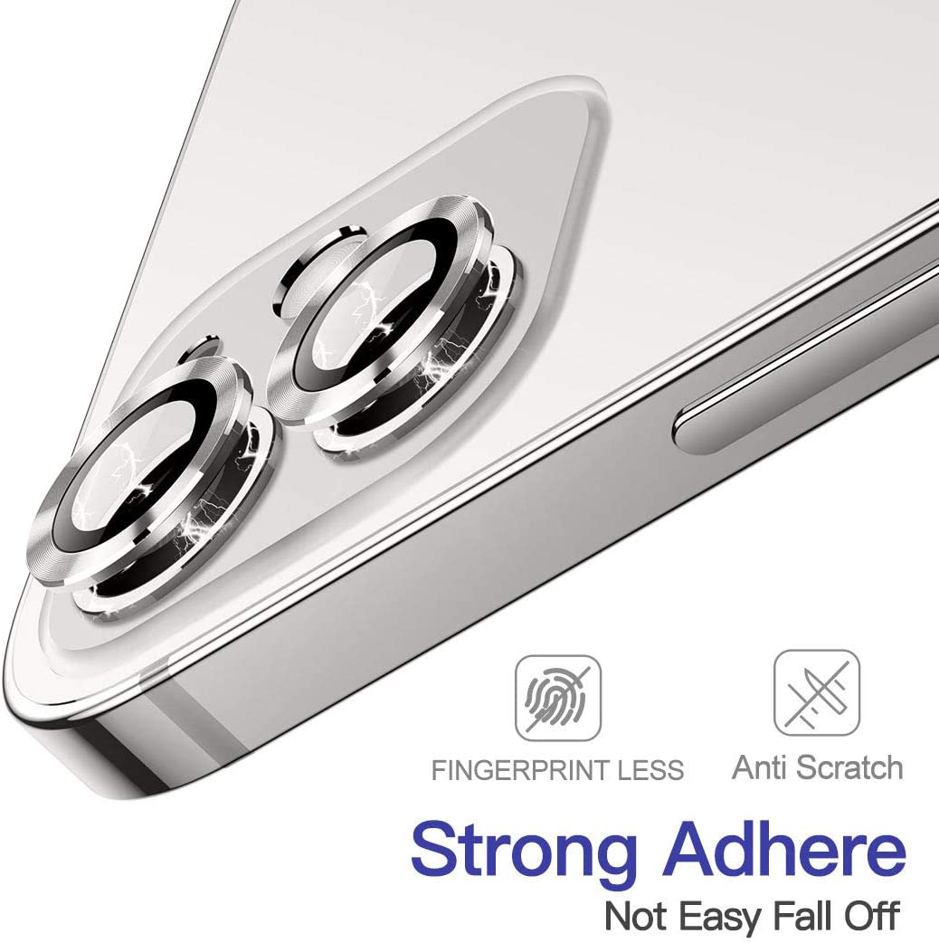 For Apple iPhone 12 Mini White Camera Protector WSKEN Metal Ring Tempered Glass Camera Lens Protector. 