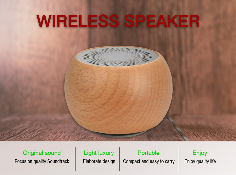Wooden Wireless Portable Mini Bluetooth Speaker. 