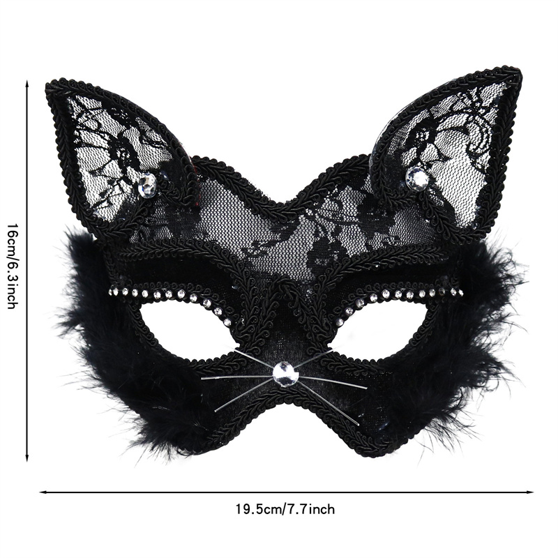 P-Jsmen Luxury Venetian Masquerade Mask Black Cat Lace Mask Fancy Dress Christmas Halloween Costume Party for Girls Women. 