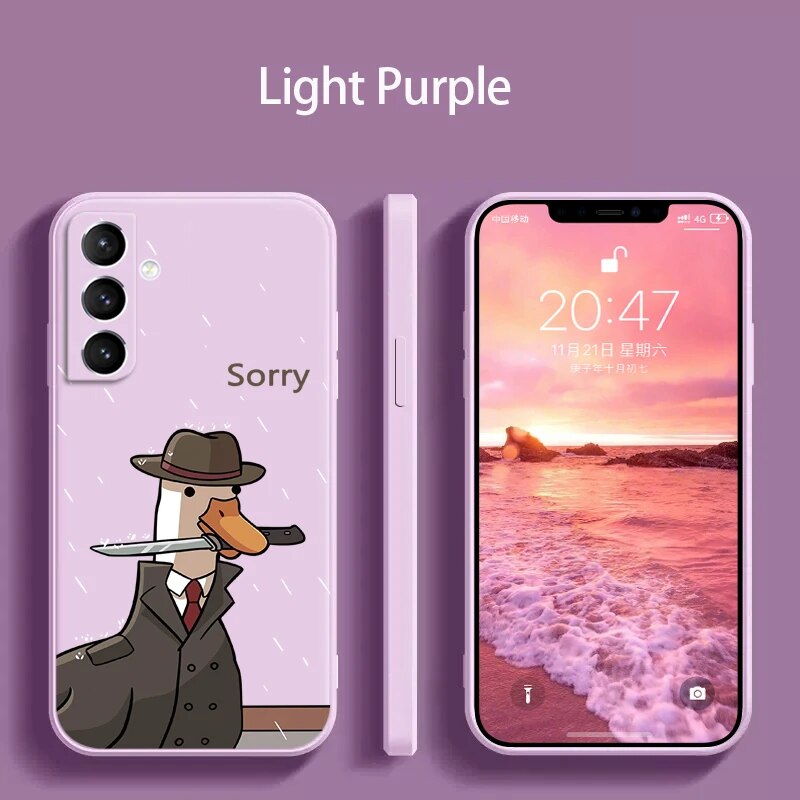 Phone Case For Samsung S23 S22 S21 S21FE S20 S20FE S10 S10E S9 PLUS Ultra 5G NOTE 10 20 9 Cover cute duck sad