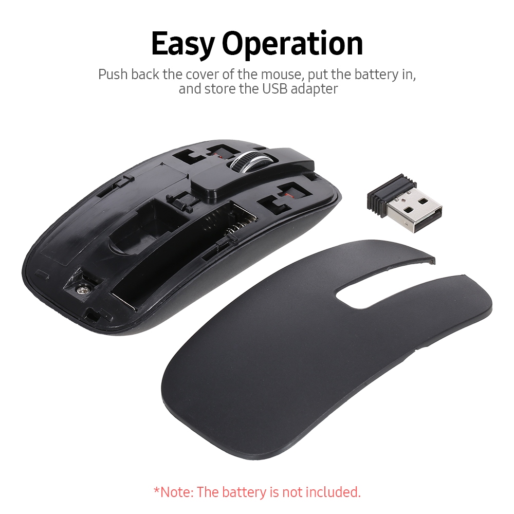 HXSJ  Keyboard Mouse Combo 2.4GHz  Keyboard 1200DPI Optical Mouse for Home Office Use Share 1 USB Receiver, Black. 