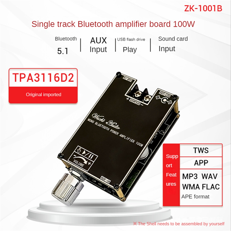 Mono 100W Bluetooth Audio Amplifier Board with TWS Box Function Audio Module DC7-24V ZK-1001B. 