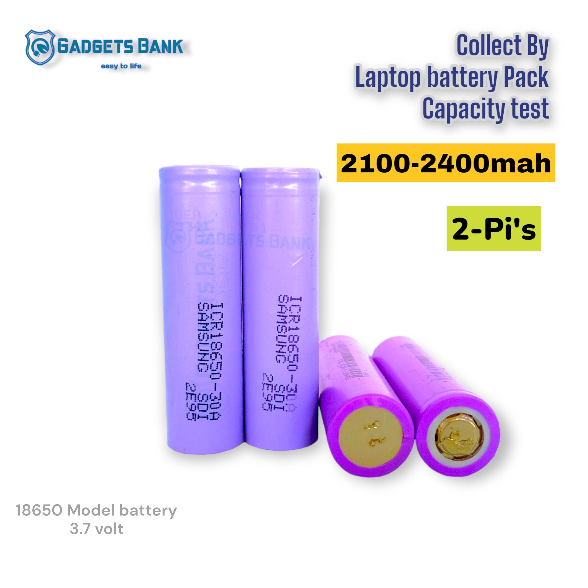18650 Model 3.7V Lithium-Ion Battery Rechargeable Battery (2-Pcs) - Reliable Power Solution for Various Devices Dual-Pack Battery Set. 
