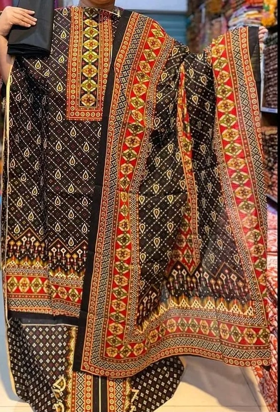 High Quality Cotton Printed 3pcs Shalwar-Kameez - Multi Color