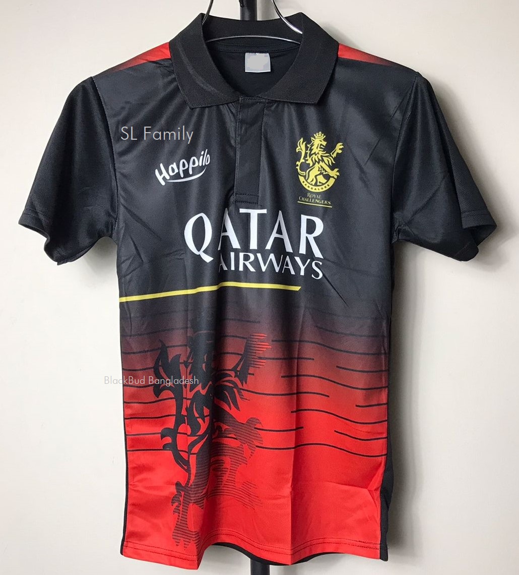 IPL RCB Royal Challengers Bangalore 2023 New Jersey With Collar Short Sleeves. 
