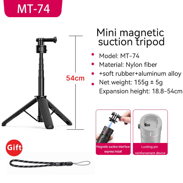 Water Action Camera Tripod For Gopro DJI OSMO ACTION Insta 360 Magnetic Quick Release Stand Outdoor Travel Vlog Sellfie Stick. 