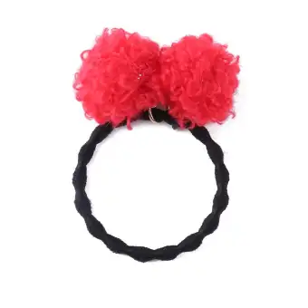 Cute Kids Girls 2 Fleece Balls Hair Rope Princess Elastic Hair