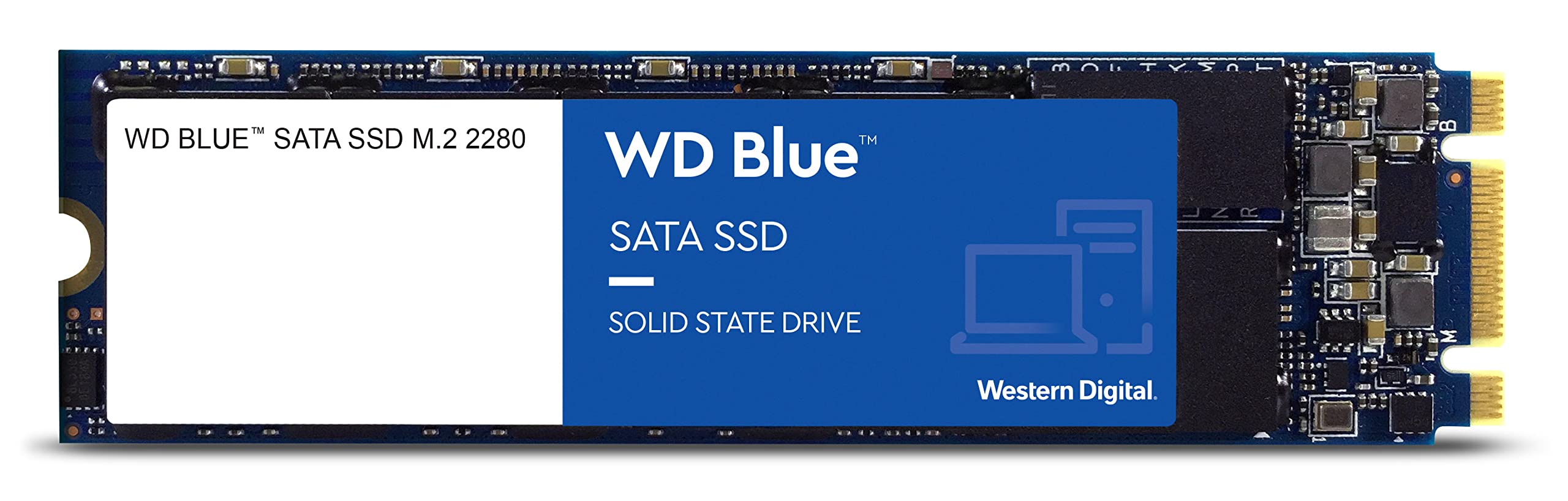 Western Digital 250GB WD Blue 3D NAND Internal PC SSD - SATA III 6 Gb/s, M.2 2280, Up to 550 MB/s - WDS250G2B0B