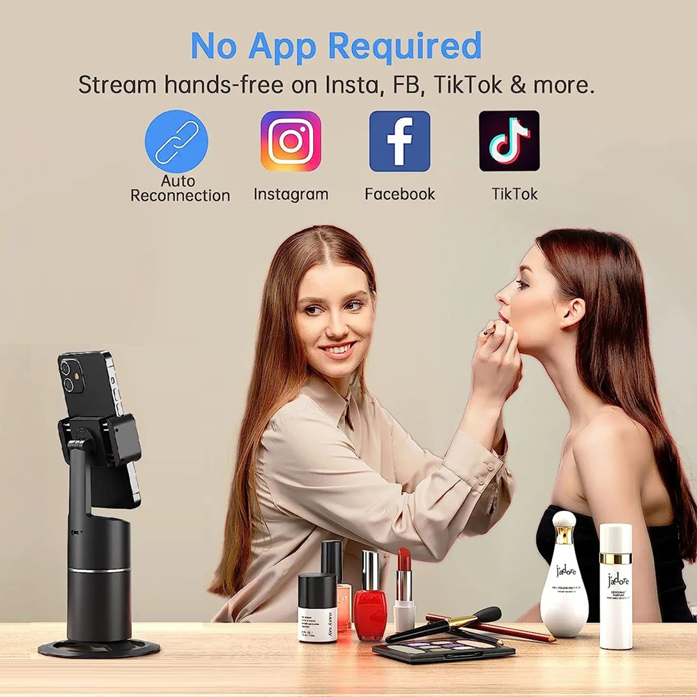 Auto Face Tracking Phone Holder with Remote, 360°Rotation Phone Camera Mount, Gesture Control Moving Tripod for Phone Video,Vlog. 