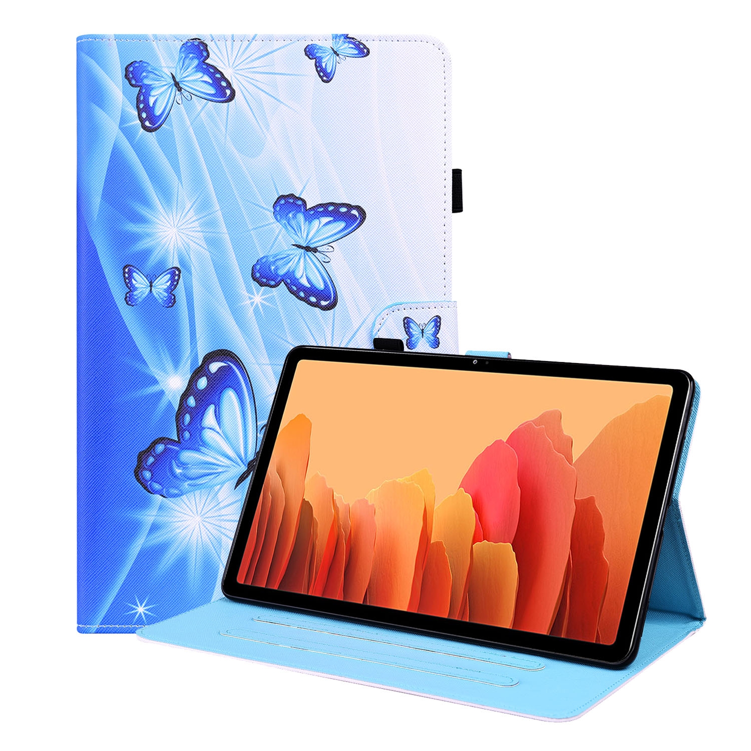 (New)For Samsung Galaxy Tab A7 10.4 2020 SM-T500 / SM-T505 Animal Pattern Horizontal Flip Leather Case with Holder & Card Slots & Photo Frame & Sleep / Wake-up Function(Blue Butterfly)