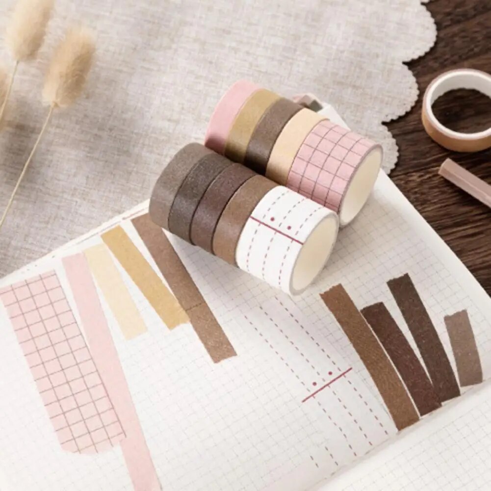 1 Set Solid Color Washi Tape Set Kawaii Grid Masking Tape Decorative Adhesive Tape Sticker Scrapbooking Diary Stationery. 