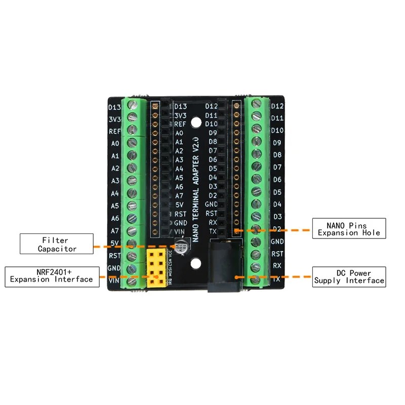 【Daily Necessities For Anyone Store】Keywish Nano Terminal Expansion Adapter Board for Arduino Nano with NRF2401+ Expansion Inter DC Power. 