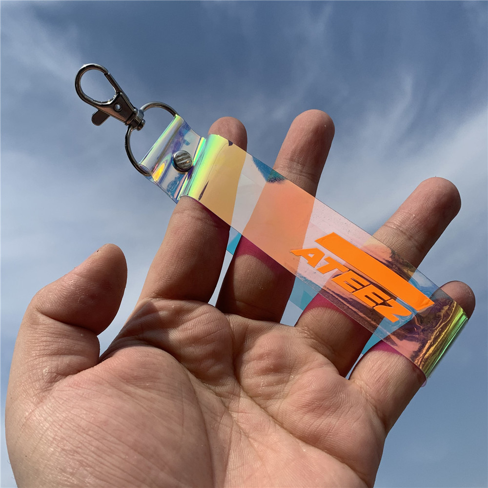 Kpop ATEEZ keychain Mobile Phone Strap Laser PVC Hand Name Article Handbag Pendant Key chain Mobile Phone Charm YUNHO. 