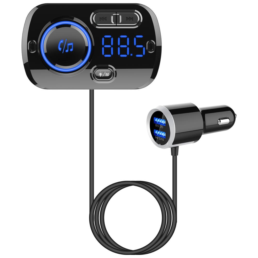 FM Tran_s_mitter BC49BQ Bluetooth-Compatible 5.0 Car Charger Car Kit MP3 Music Audio Player Hands-Free Calling Dual USB Port FLAC. 