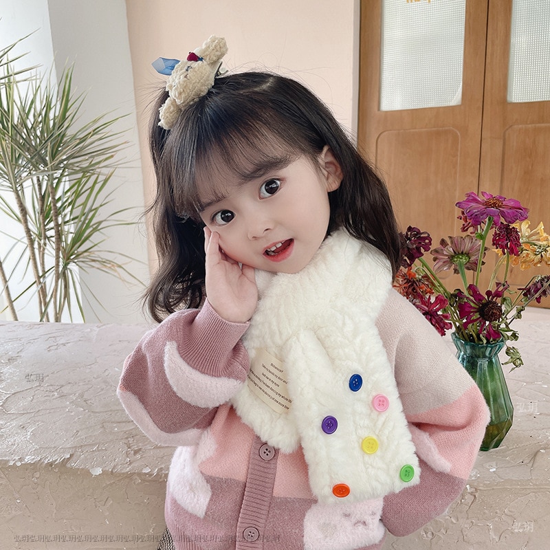 ew children's bib plush imitation rabbit hair cross children's scarf autumn and winter warm Christmas bear