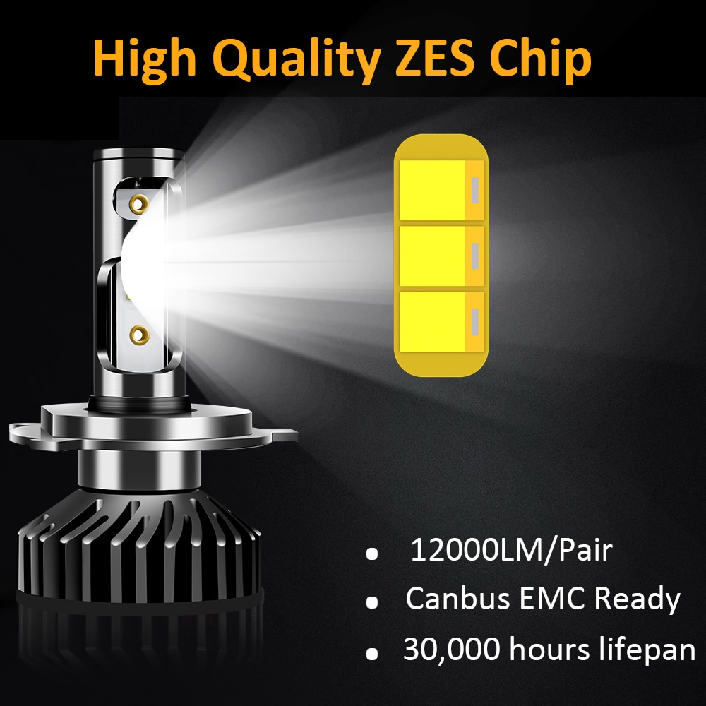 Uttril Canbus H4 LED H7 LED H1 H3 H8 H9 H11 9005 HB3 9006 HB4 880 881 H27 LED Car Headlight 100W 12000LM ZES 6000K No Error 12V. 